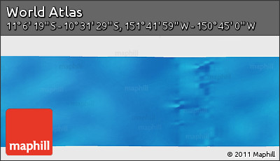 Shaded Relief Panoramic Map of the Area around 10° 48' 54" S, 151° 13' 29" W