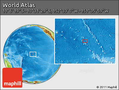 Physical Location Map of the Area around 10° 48' 54" S, 152° 4' 29" W