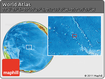 Physical Location Map of the Area around 10° 48' 54" S, 152° 4' 29" W