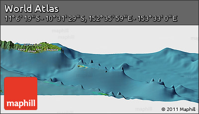 Satellite Panoramic Map of the Area around 10° 48' 54" S, 153° 4' 29" E