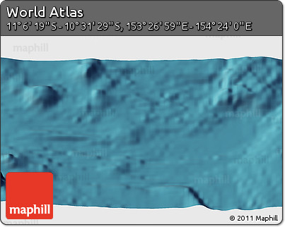 Satellite 3D Map of the Area around 10° 48' 54" S, 153° 55' 30" E