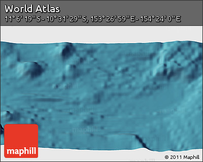 Satellite 3D Map of the Area around 10° 48' 54" S, 153° 55' 30" E