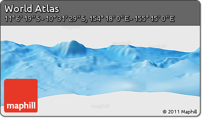 Physical Panoramic Map of the Area around 10° 48' 54" S, 154° 46' 30" E