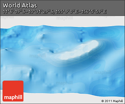 Political 3D Map of the Area around 10° 48' 54" S, 155° 37' 30" E