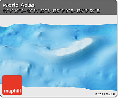 Political 3D Map of the Area around 10° 48' 54" S, 155° 37' 30" E