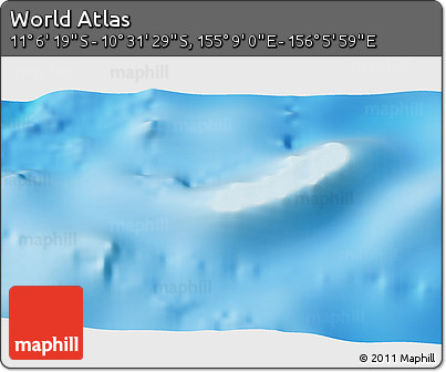 Shaded Relief 3D Map of the Area around 10° 48' 54" S, 155° 37' 30" E