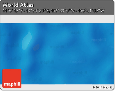 Shaded Relief 3D Map of the Area around 10° 48' 54" S, 157° 10' 30" W