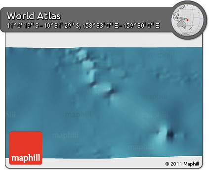 Satellite 3D Map of the Area around 10° 48' 54" S, 159° 1' 30" E