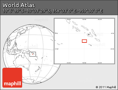 Blank Location Map of the Area around 10° 48' 54" S, 159° 1' 30" E