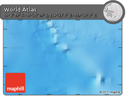 Physical Map of the Area around 10° 48' 54" S, 159° 1' 30" E