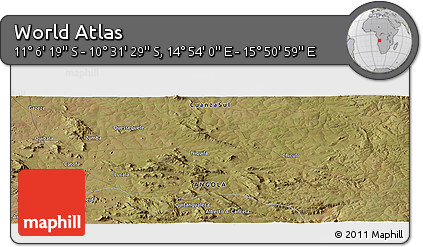 Satellite Panoramic Map of the Area around 10° 48' 54" S, 15° 22' 30" E