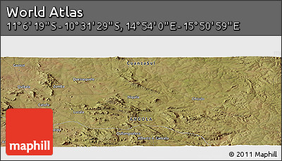 Satellite Panoramic Map of the Area around 10° 48' 54" S, 15° 22' 30" E