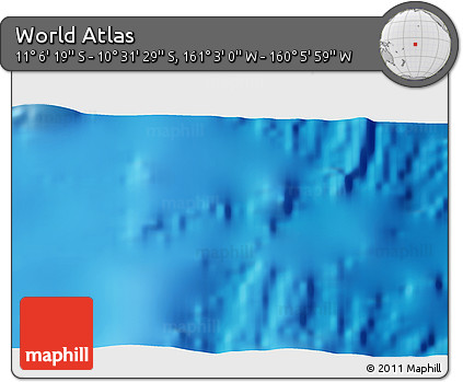 Physical 3D Map of the Area around 10° 48' 54" S, 160° 34' 29" W