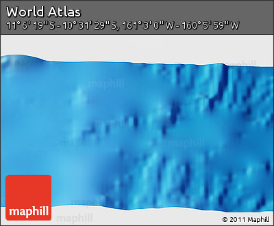 Physical 3D Map of the Area around 10° 48' 54" S, 160° 34' 29" W