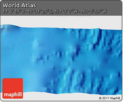 Physical 3D Map of the Area around 10° 48' 54" S, 160° 34' 29" W
