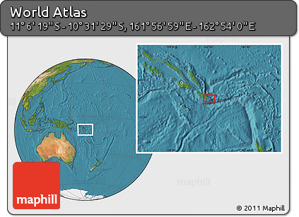 Satellite Location Map of the Area around 10° 48' 54" S, 162° 25' 30" E