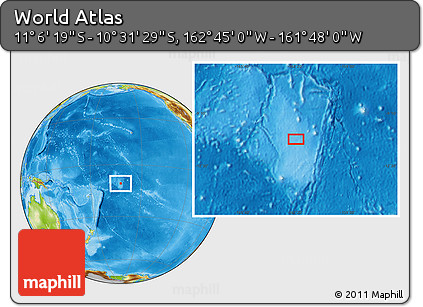 Physical Location Map of the Area around 10° 48' 54" S, 162° 16' 30" W