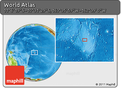 Physical Location Map of the Area around 10° 48' 54" S, 163° 7' 30" W