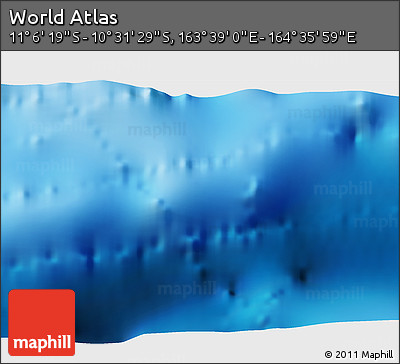 Shaded Relief 3D Map of the Area around 10° 48' 54" S, 164° 7' 30" E