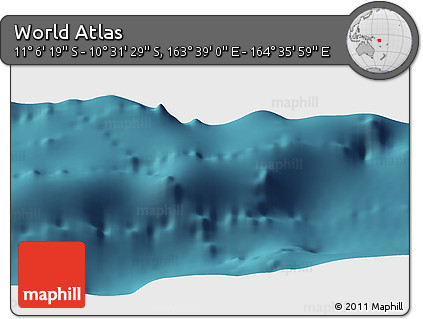 Satellite Panoramic Map of the Area around 10° 48' 54" S, 164° 7' 30" E
