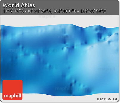 Physical 3D Map of the Area around 10° 48' 54" S, 164° 58' 29" E