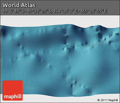 Satellite 3D Map of the Area around 10° 48' 54" S, 164° 58' 29" E