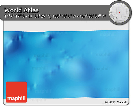 Physical 3D Map of the Area around 10° 48' 54" S, 164° 49' 29" W