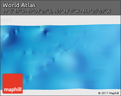 Physical 3D Map of the Area around 10° 48' 54" S, 164° 49' 29" W