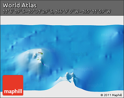 Physical 3D Map of the Area around 10° 48' 54" S, 165° 40' 30" W