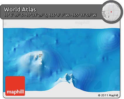 Political 3D Map of the Area around 10° 48' 54" S, 165° 40' 30" W
