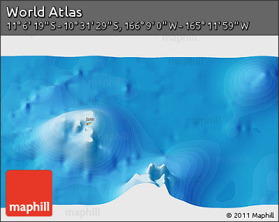 Political 3D Map of the Area around 10° 48' 54" S, 165° 40' 30" W