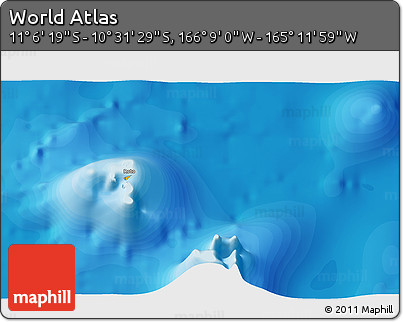Political 3D Map of the Area around 10° 48' 54" S, 165° 40' 30" W