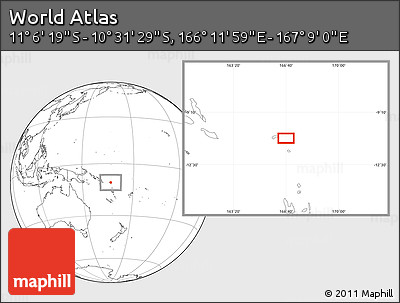 Blank Location Map of the Area around 10° 48' 54" S, 166° 40' 30" E