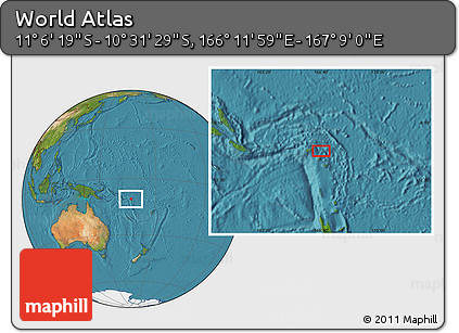 Satellite Location Map of the Area around 10° 48' 54" S, 166° 40' 30" E