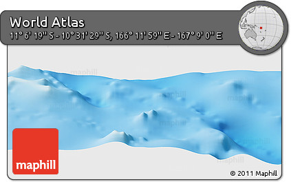 Physical Panoramic Map of the Area around 10° 48' 54" S, 166° 40' 30" E