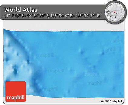 Shaded Relief 3D Map of the Area around 10° 48' 54" S, 168° 22' 30" E