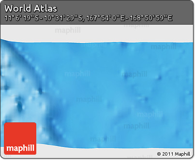 Shaded Relief 3D Map of the Area around 10° 48' 54" S, 168° 22' 30" E