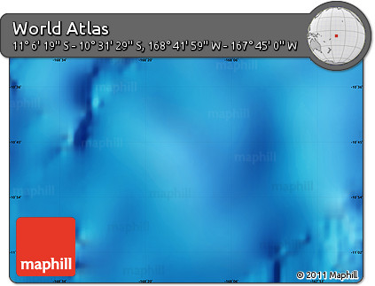 Shaded Relief Map of the Area around 10° 48' 54" S, 168° 13' 29" W