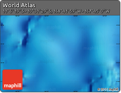 Shaded Relief Map of the Area around 10° 48' 54" S, 168° 13' 29" W