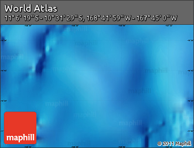 Shaded Relief Map of the Area around 10° 48' 54" S, 168° 13' 29" W