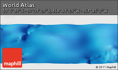 Shaded Relief Panoramic Map of the Area around 10° 48' 54" S, 168° 13' 29" W