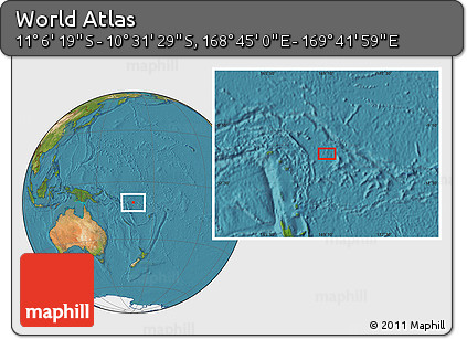 Satellite Location Map of the Area around 10° 48' 54" S, 169° 13' 29" E