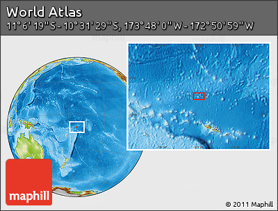 Physical Location Map of the Area around 10° 48' 54" S, 173° 19' 29" W