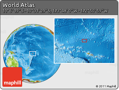 Physical Location Map of the Area around 10° 48' 54" S, 173° 19' 29" W