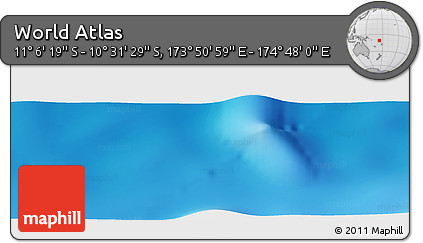 Physical Panoramic Map of the Area around 10° 48' 54" S, 174° 19' 29" E