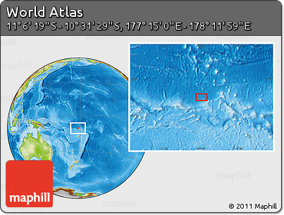 Physical Location Map of the Area around 10° 48' 54" S, 177° 43' 29" E