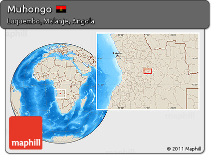 Shaded Relief Location Map of Muhongo