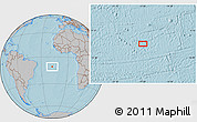 Gray Location Map of the area around 10° 48' 54" S, 17° 46' 29" W, hill shading