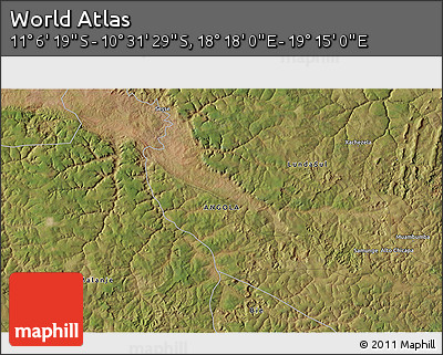 Satellite 3D Map of the Area around 10° 48' 54" S, 18° 46' 29" E