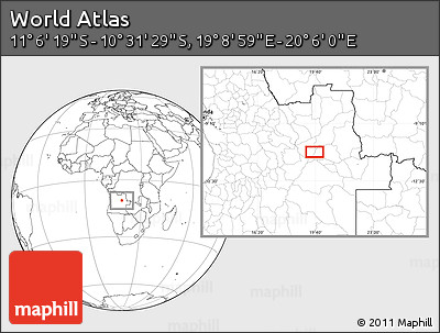Blank Location Map of the Area around 10° 48' 54" S, 19° 37' 30" E